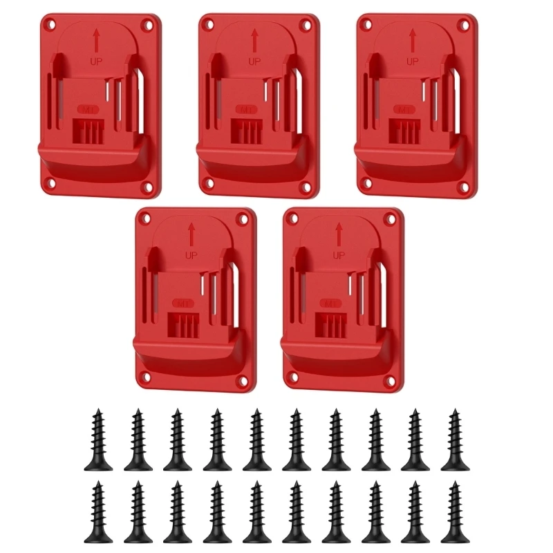 Professional Wall Mount Brackets 5 Pack For 18V Electric Tool ABS Construction Space Saving Vertical Storage