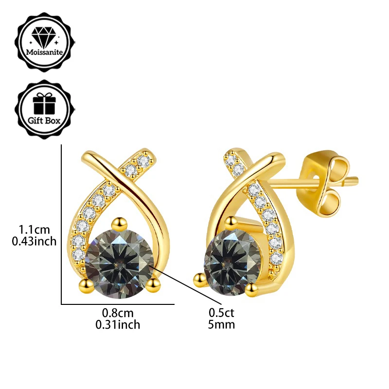 

LAMVOICE jewelry for women/stud earrings with 1 carat moissanite Hypoallergenic earrings christmas gift high quality jewelry
