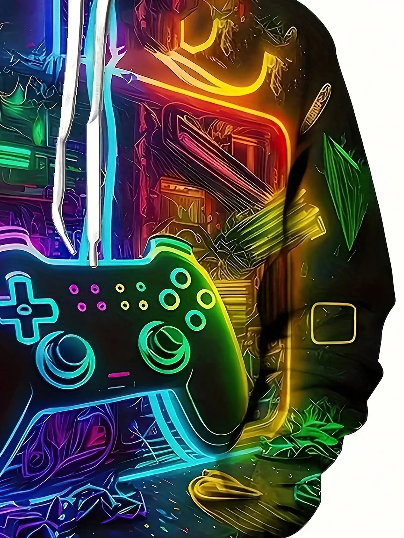 เสื้อฮู้ดดี้ลายคอนโทรลเลอร์เกม 3 มิติ สำหรับผู้ชาย สไตล์ไซเบอร์พังก์ สตรีทแวร์ เสื้อแขนยาวลำลองสำหรับฤดูใบไม้ร่วง