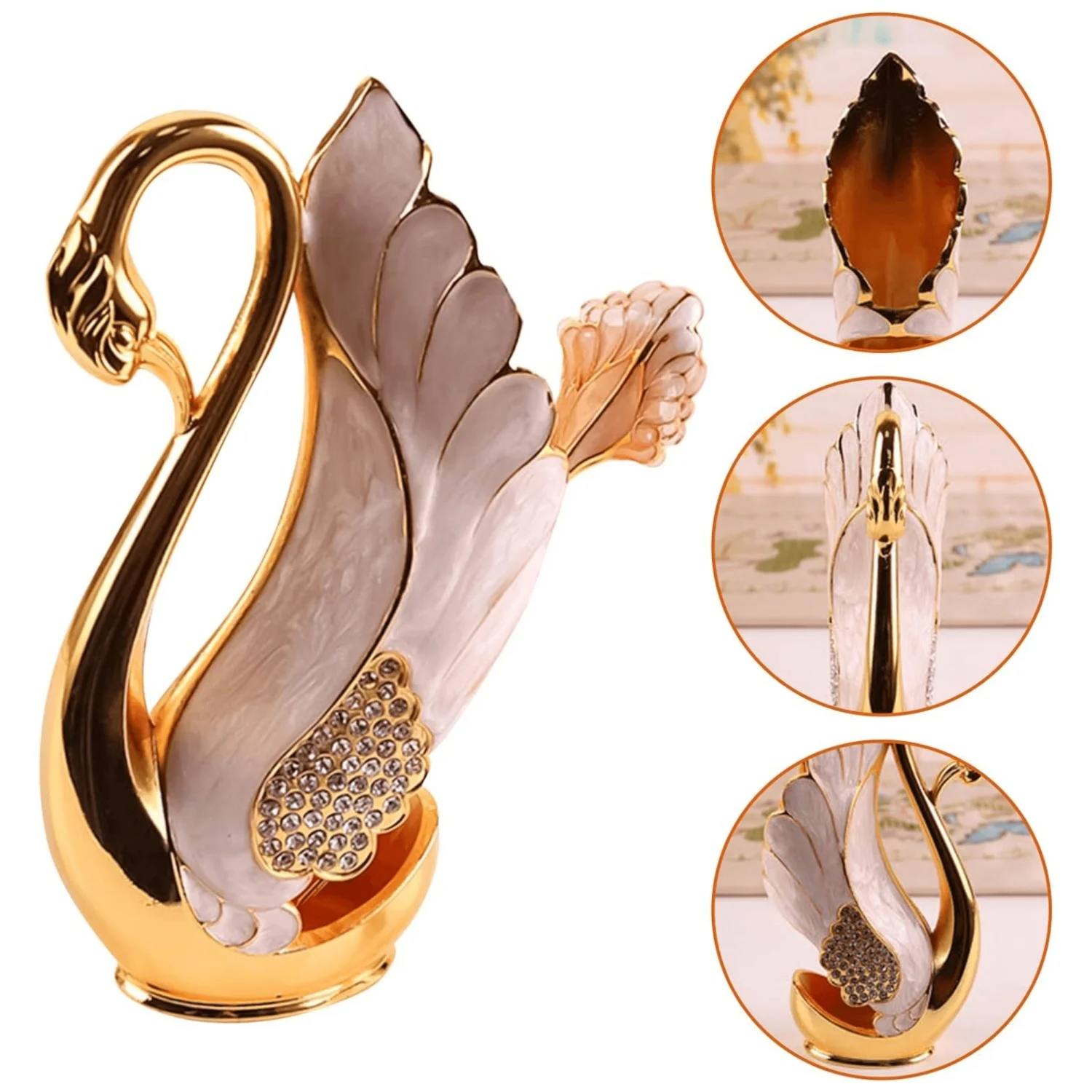 Decorative Dinnerware Set Spoons or Forks with Swan Base Holder for Coffee Fruit Dessert Stirring Mixing Ideal Gift Ideas