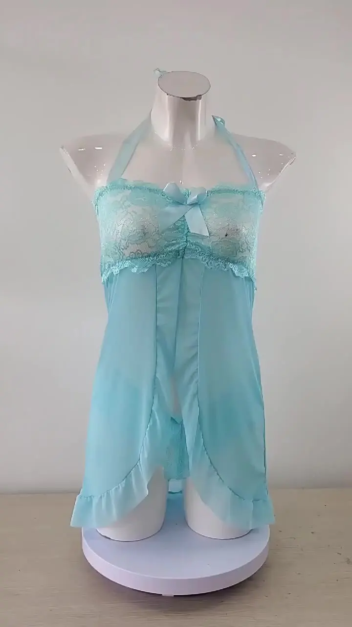 Conjunto de lingerie de renda pura feminina, conjunto de roupa íntima de renda transparente, conjunto de sutiã e breve, vestido de dormir sexy
