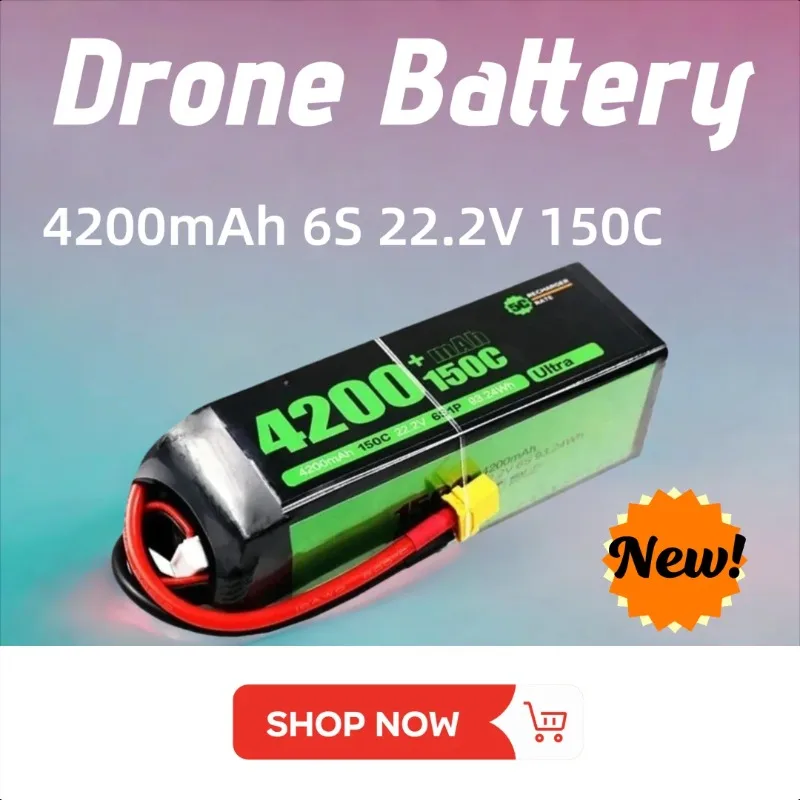 

XT60 4200mAh 6S 22.2V 150C LIPO Battery for RC Helicopter Quadcopter FPV Racing Drone Rechargeable Battery
