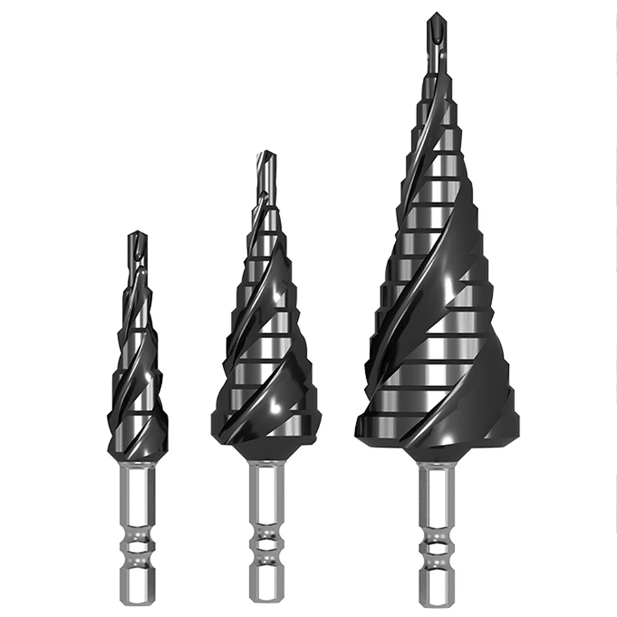 Pagoda drill containing cobalt 3-blade multi-functional metal conical reamer stainless steel aluminum alloy punching step drill