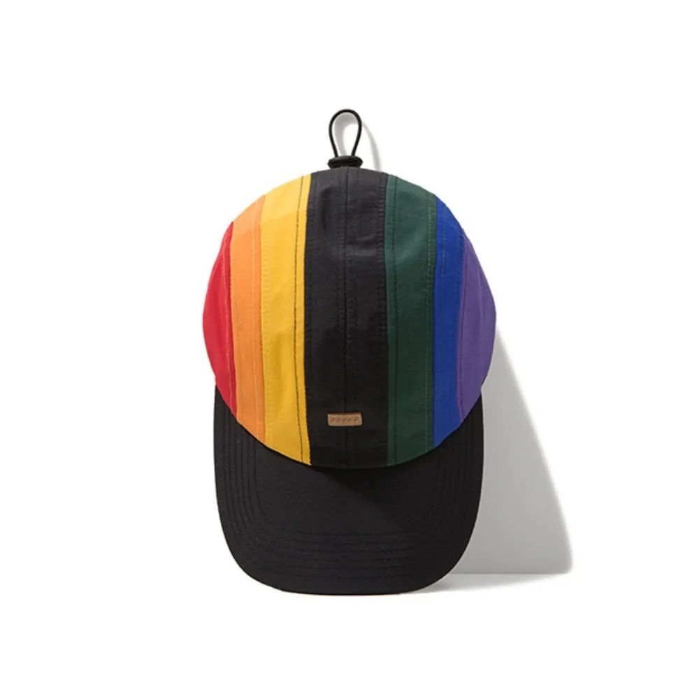 

Color Matching Rainbow Baseball Caps UV Protection Adjustable Snapback Cap Sun Cap Drawstring Men Sun Hats Outdoor Sports