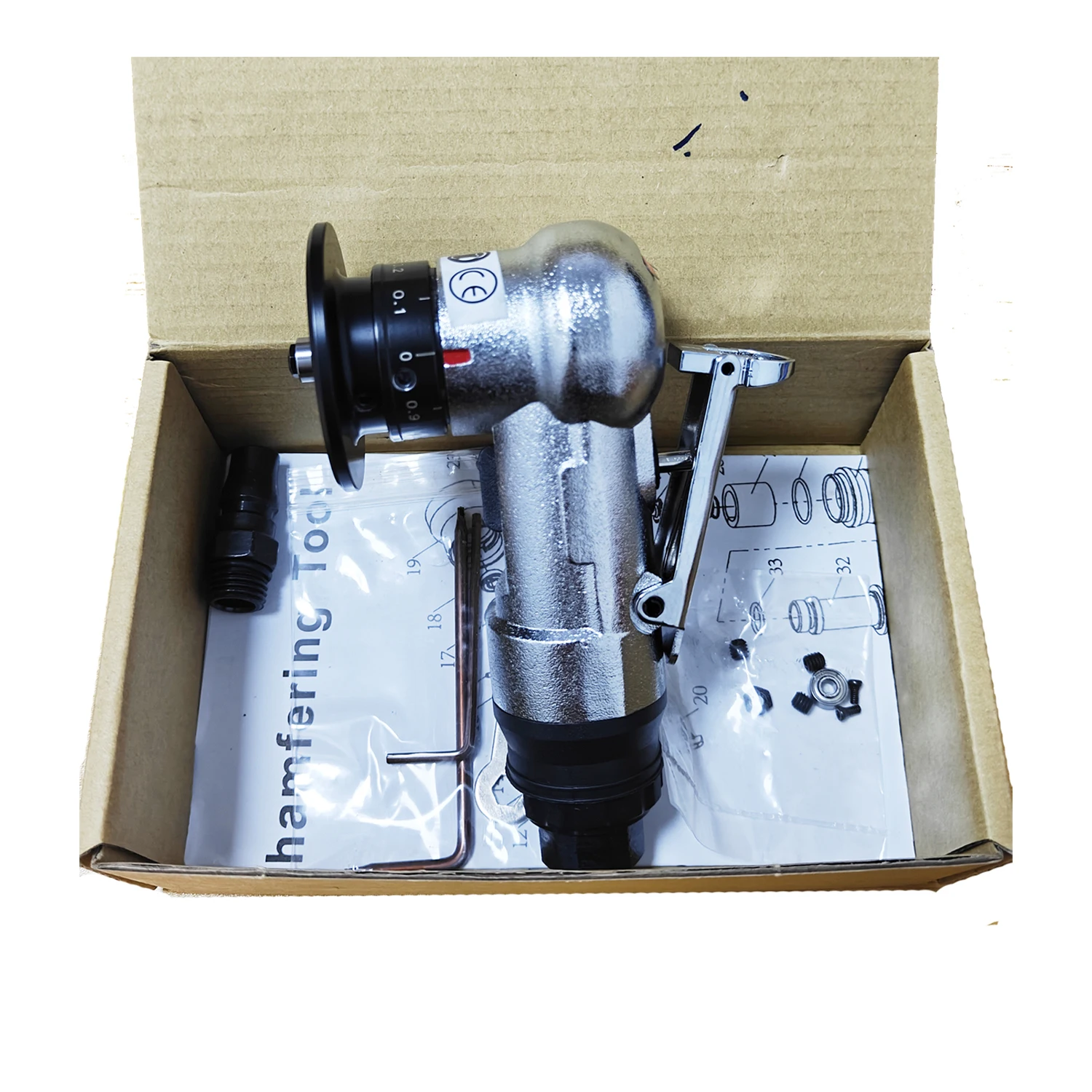 12000RPM Air Pneumatic Chamfering Tool 45 Degree Metal Deburring Trimming Machine Arc Edge Beveler Kit for Precision Engineering