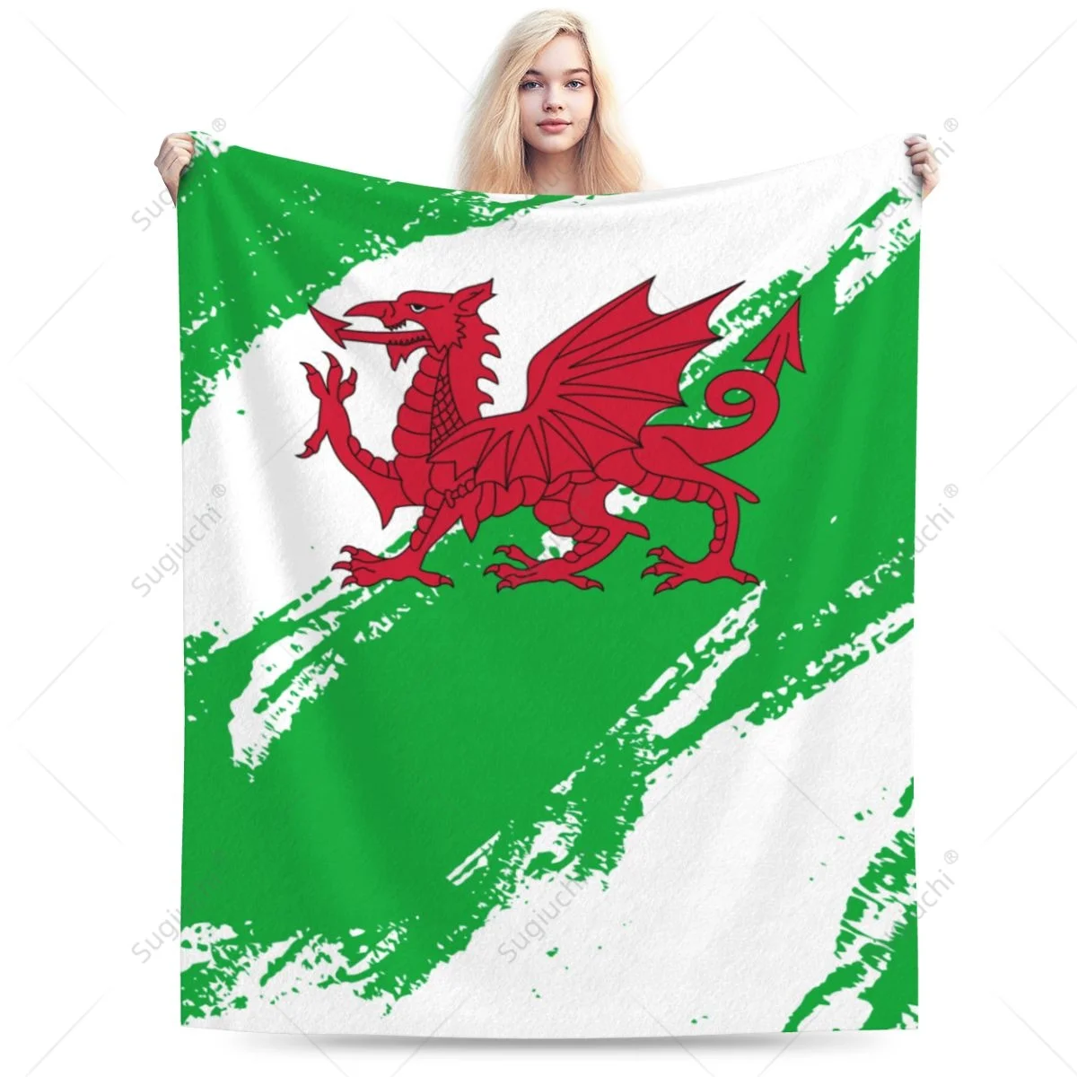 Blanket Wales Flag Color Flannel Multifunction Camping Sofa Cover Keep Warm