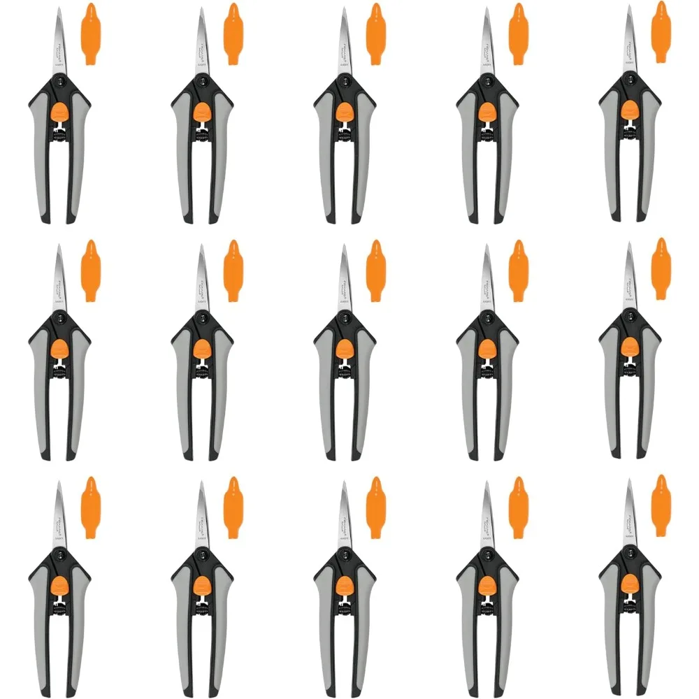 Set di forbici da potatura a micro punta Fiskars da 15 pezzi con lame di precisione in acciaio inossidabile e manici Softgrip per morto, rifiniture