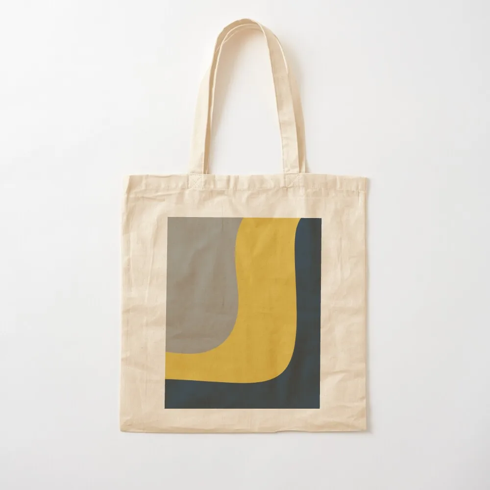 

Triple Wave Minimalist Pattern in Mustard Yellow, Navy Blue, and Grey Tote Bag canvas tote bags hand bags