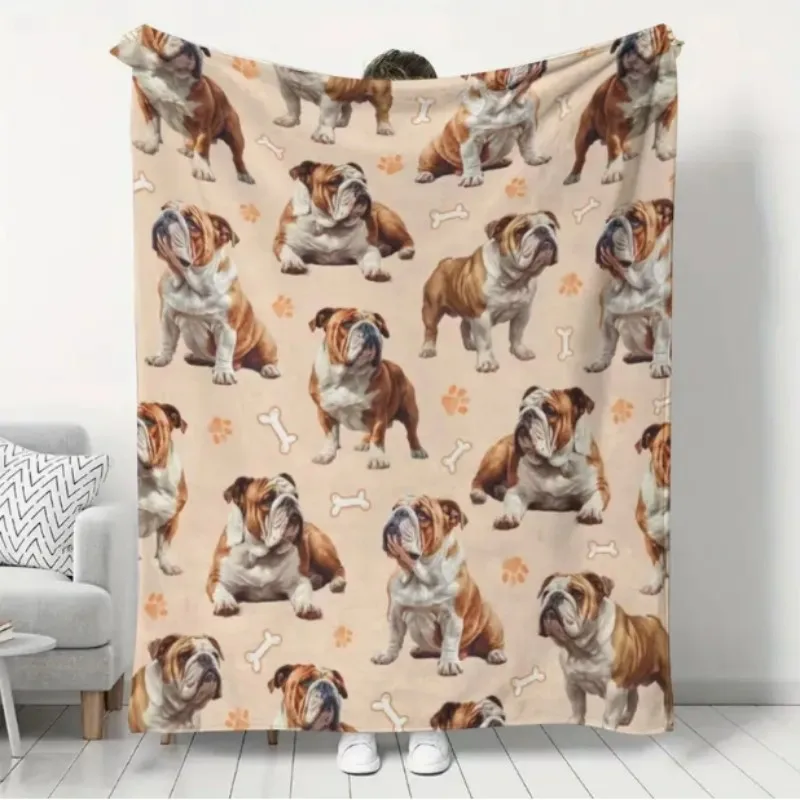 Manta de franela de Bulldog medieval VIKAMA, ropa de cama suave y cálida, sofá, viaje, adecuada para uso interior y exterior