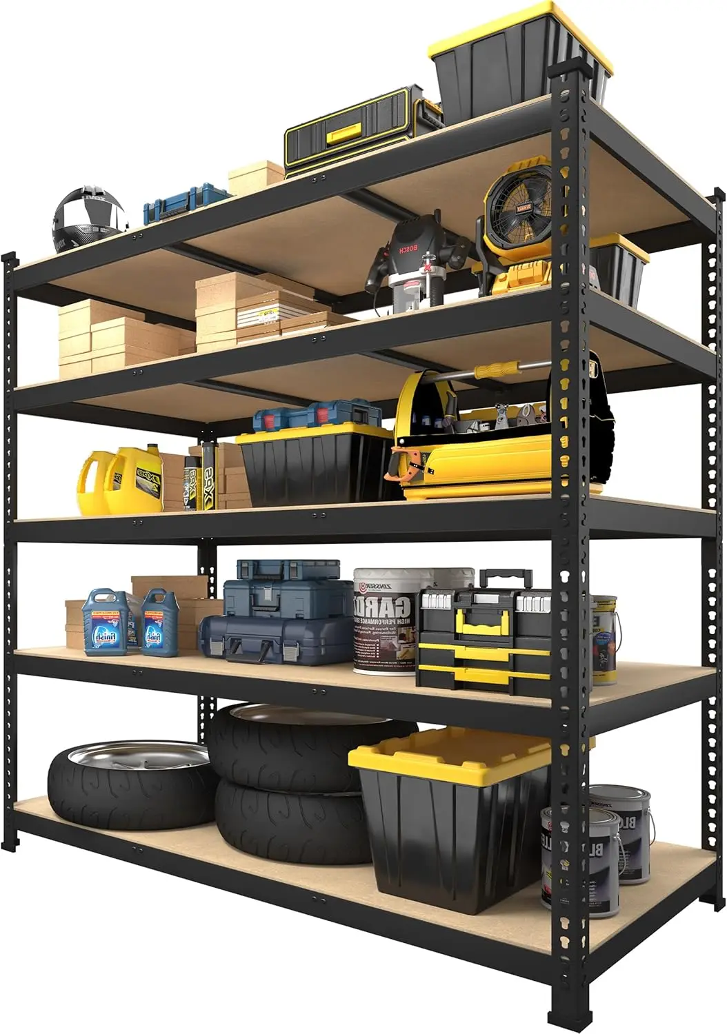 PrimeZone 48" x 24" x 72" Heavy Duty Storage Shelves - 5 Tier Adjustable Garage Storage Shelving, Metal Storage Utility Rack