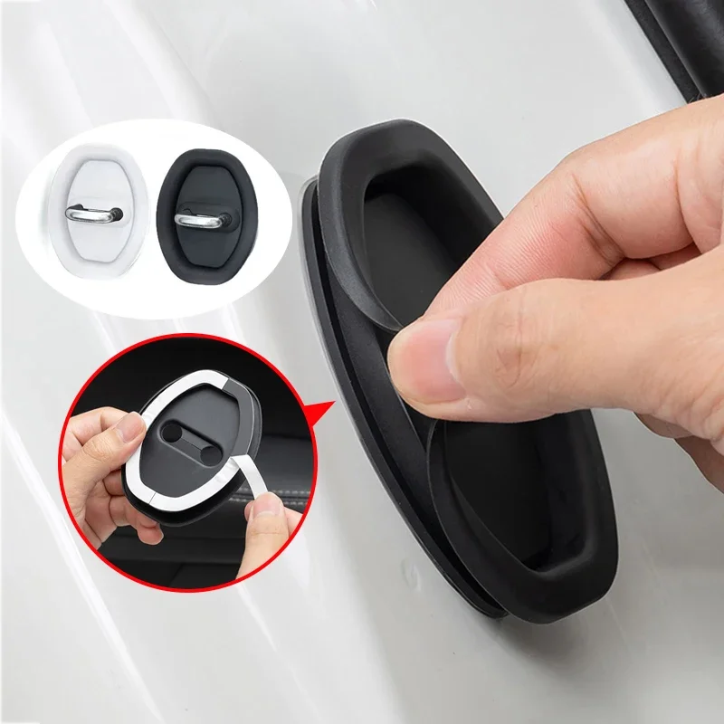 

For Suzuki Kizashi Swift Vitara SX4 4pcs Car Door Lock Latch Cover Silicone Anti-Collision Protective Cover Shock Absorbing Pad