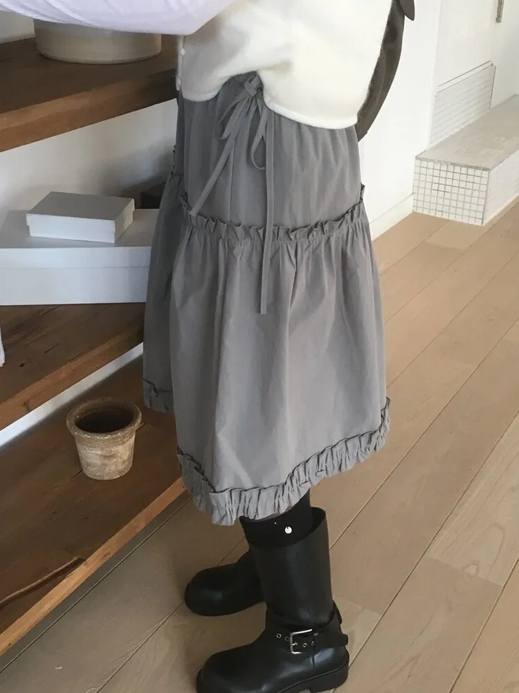 High Waist Elastic Waist Half Skirt Women's Early Spring New Loose Versatile Straight Cut Skirt Korean Style Spring Autumn Wi...