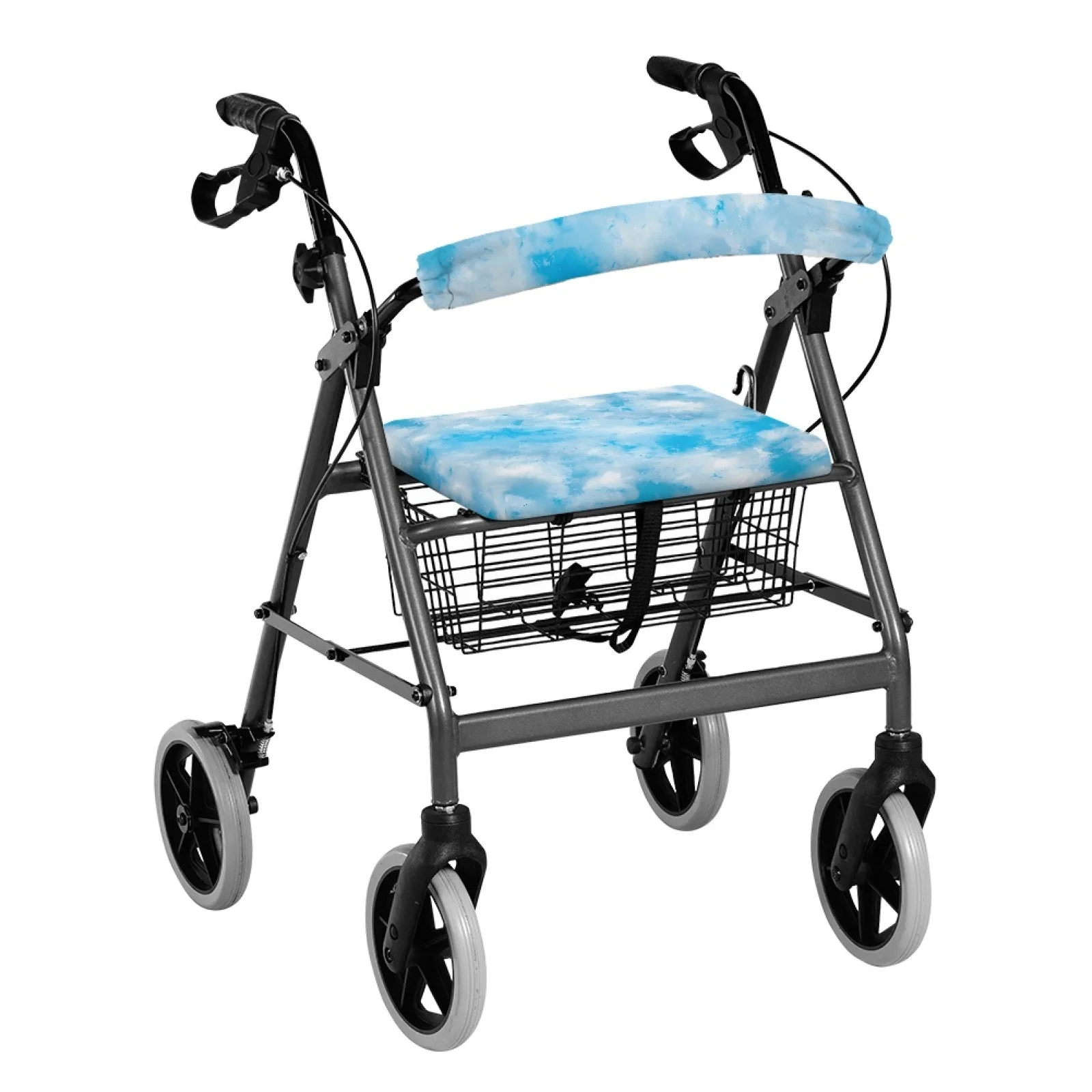 Coloranimal Blue Tie Dye Art 2 Pieces Rollator Walker Seat Covers Polyester Fabric Rollator Seat Covers for Elderly
