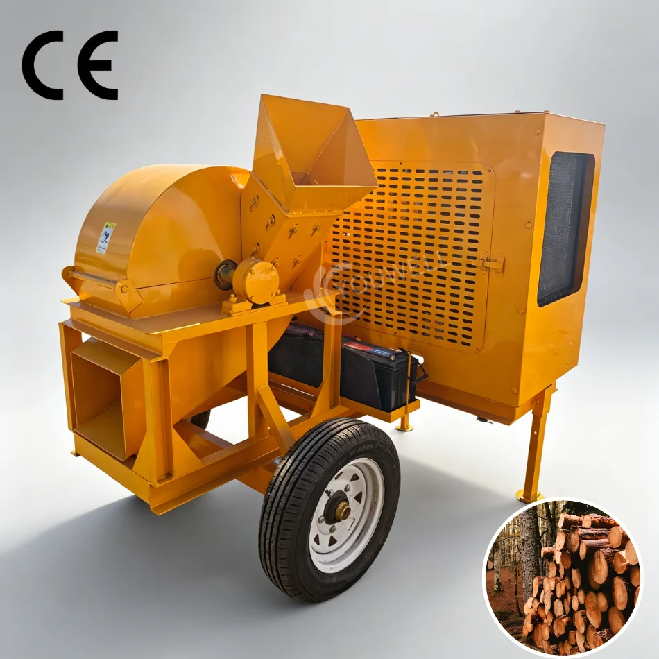 Mobile Diesel High Productivity Wood Crusher & Chipper Machine Portable Customizable CE ISO 9001 Certified 2.5-3.5 T/H Capacity