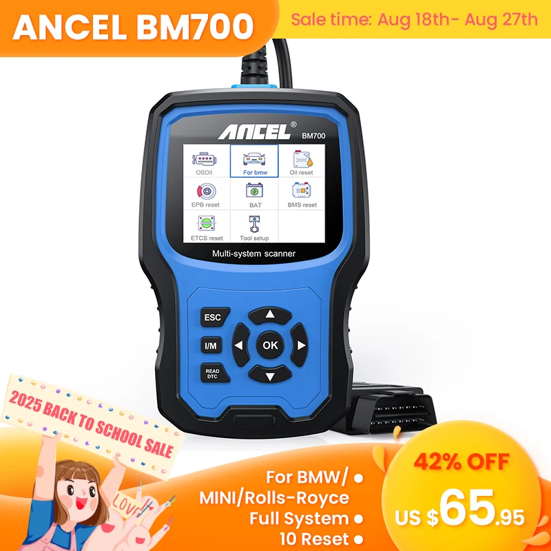 

ANCEL BM700 OBD2 Car Code Reader Full System Auto Scanner Oil Battery TPMS Reset Diagnostic Tool for BMW MINI Rolls-Royce