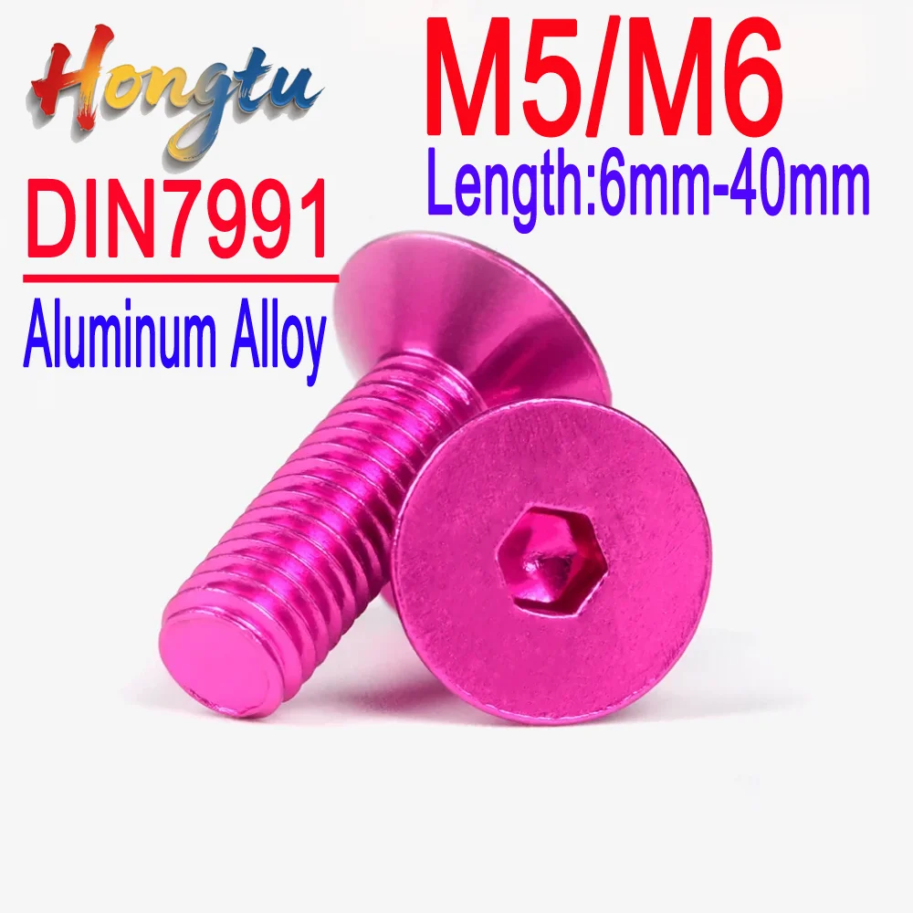 

Hongtu DIN7991 M5/M6 Colorful Aluminum Hex Socket Countersunk Head Screws - Coarse Thread Allen Key Screws (10 Assorted Colors)