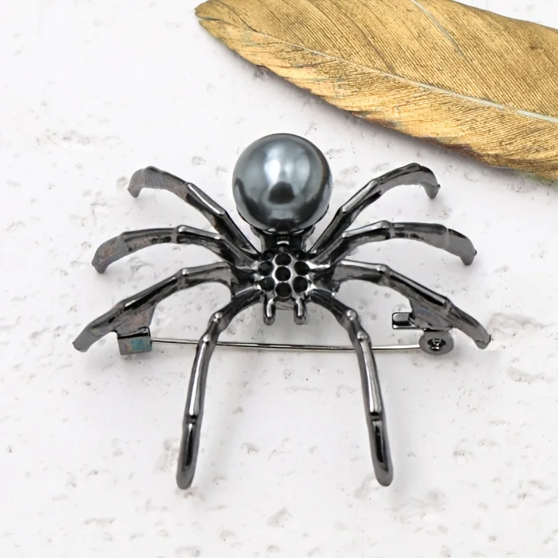 1Pc Personalized Dark Wind Spider Fashion Brooch, Halloween Tricky Pin Ornament