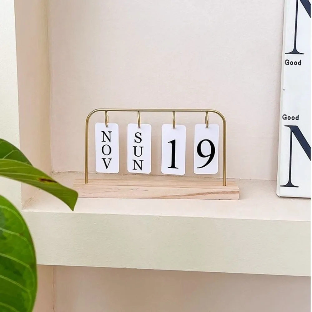 

Wooden Desktop Flip Calendar Vintage Turn Page Design Standing Calendar Creative Series DIY Wooden Calendar Desktop Display