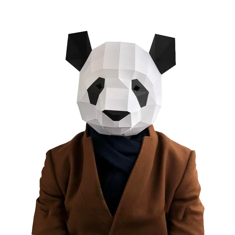 

DIY Craft Masks 3D Paper Mold Panda Head Mask Headgear Animal Model Halloween Cosplay Props Woman Men Party Role Play