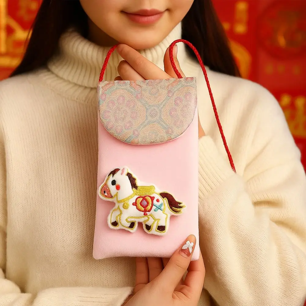 

Creative Chinese Style Cloth Red Envelope Cartoon Traditional Red Pocket 2026 Year of The Horse Best Wishes Gift Envelopes Gift