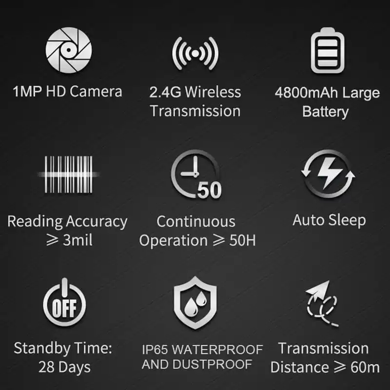 Imagem -05 - Leitor sem Fio Áspero do Código de Barras de 4800mah Ip65 1d 2d qr Bluetooth 3-em-um Yidascan para a Janela da Gestão do Inventário