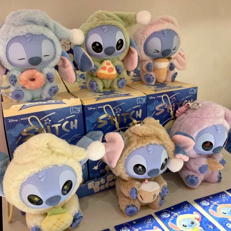 ในสต็อก Disney Stitch Eat Some Thing Before Sleep Series ไวนิลกล่องตาบอดกระเป๋าจี้ตุ๊กตาน่ารัก Mystery Box ของเล่นผู้ใหญ่ของขวัญ