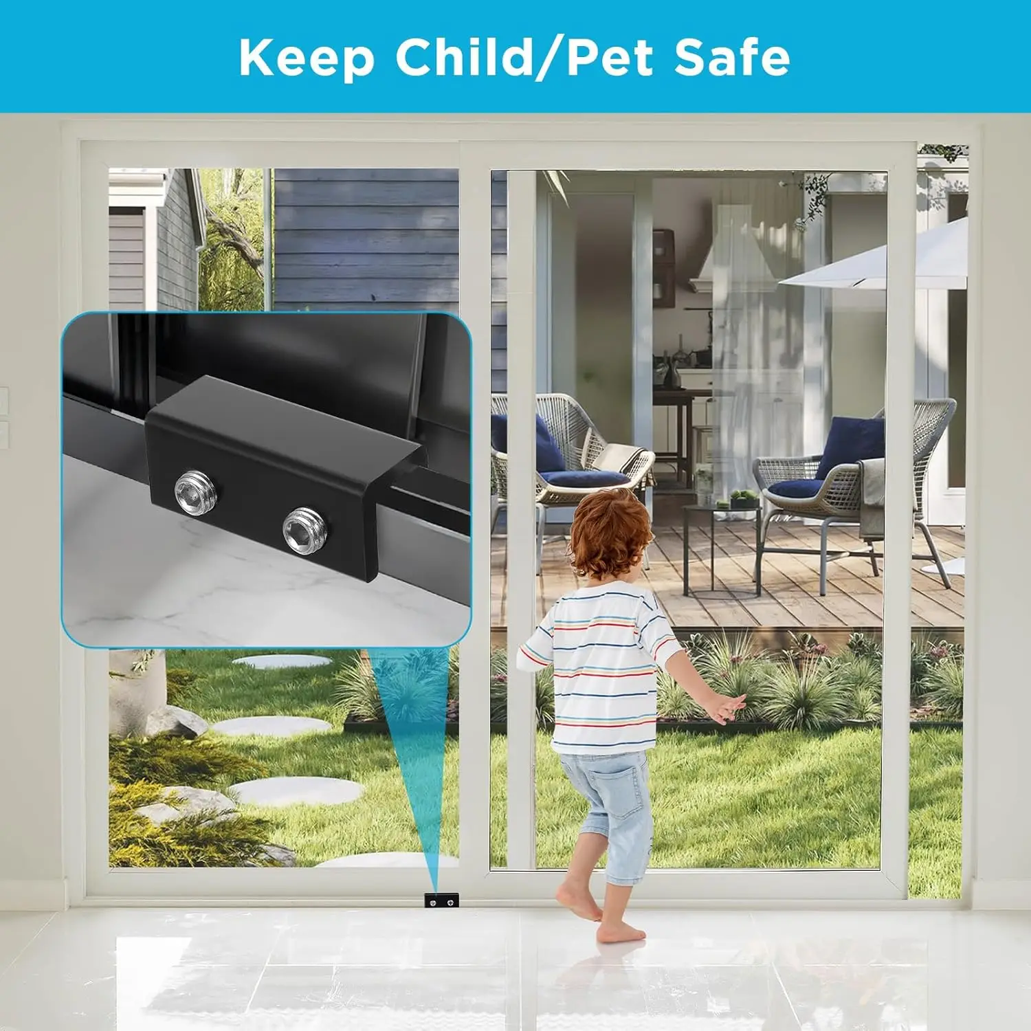 Key Equipped Up and Down Sliding Window Lock, Child and Pet Safety Lock for Vertical and Horizontal Sliding Doors and Windows