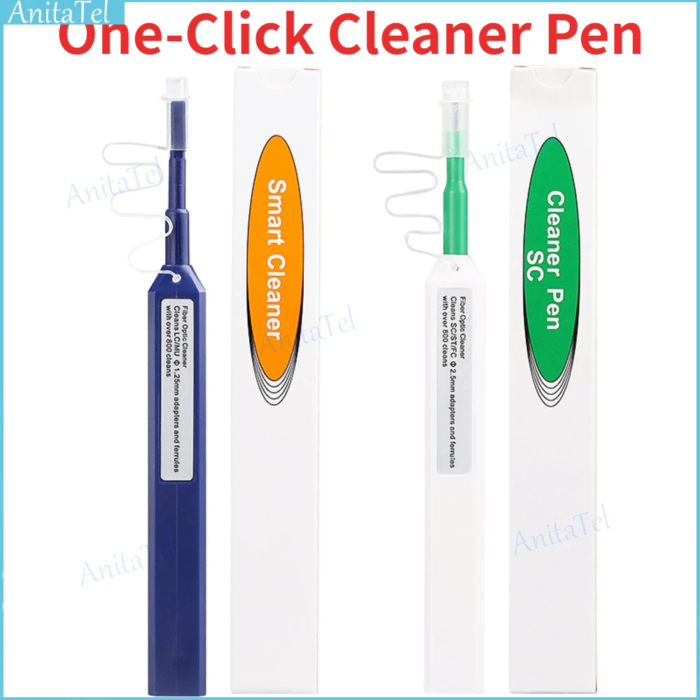 One-Click Cleaner Pen LC/SC/FC/ST FTTH One Touch Cleaning Tool 1.25mm and 2.5mm Cleaning Pen Fiber Optic Cleaner 800 Cleaning