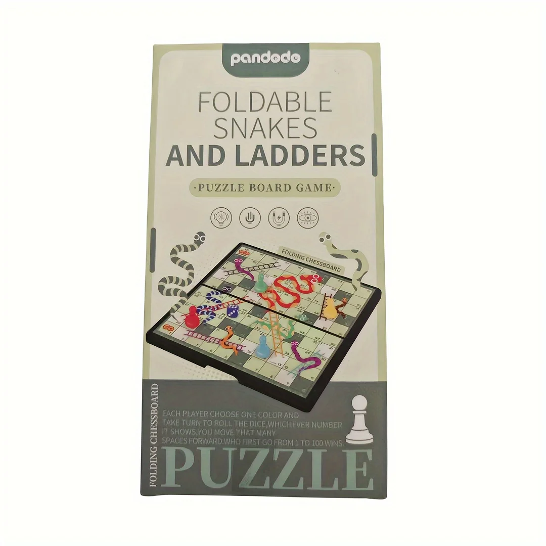 ثعابين وسلم قابلة للطي، قطع شطرنج مغناطيسية، 1-4 لاعب، لعبة تفاعلية على الطاولة، لعبة لوحية، مناسبة للحفلات المنزلية، مناسبة للهدايا (فرق اللون طفيف اللون) #6