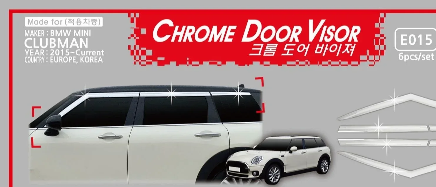

Chrome Door Visor Side Window Deflector Shade Sun Rain Shield Silver Trips Eaves for Mini Clubman 2015