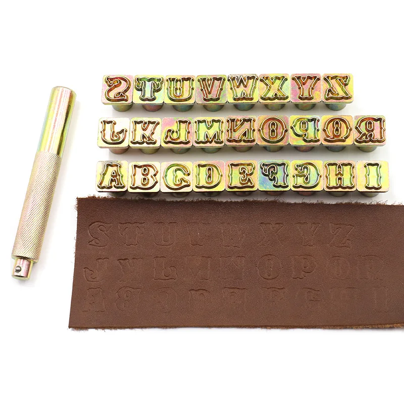 1Set Fancy Metal Capital English Letters (A-Z), Leather Carving Punch Tool Stamping Kit, DIY Leather Embossed Art Craft Tool Set