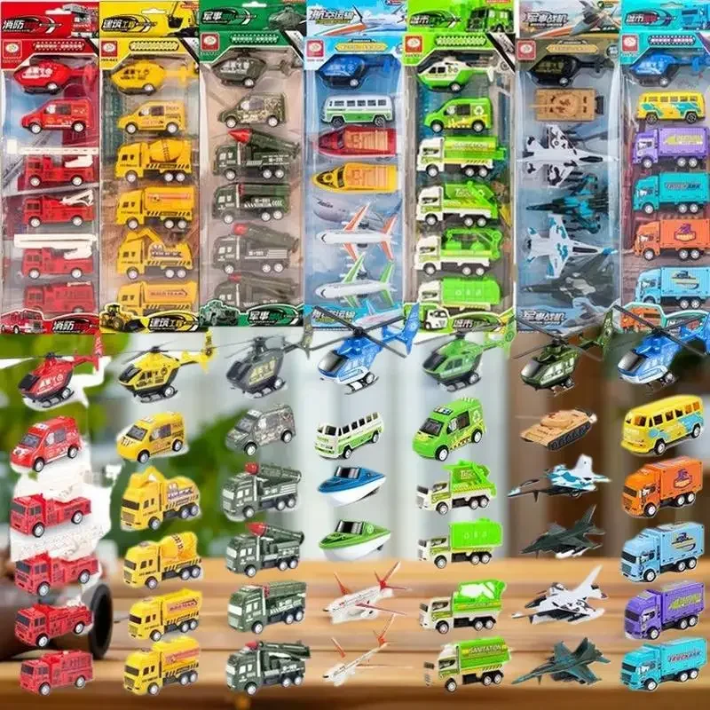 어린이를 위한 이상적인 선물, 4/6Pcs 풀백 관성 위생 트럭 장난감, 엔지니어링 차량 모델