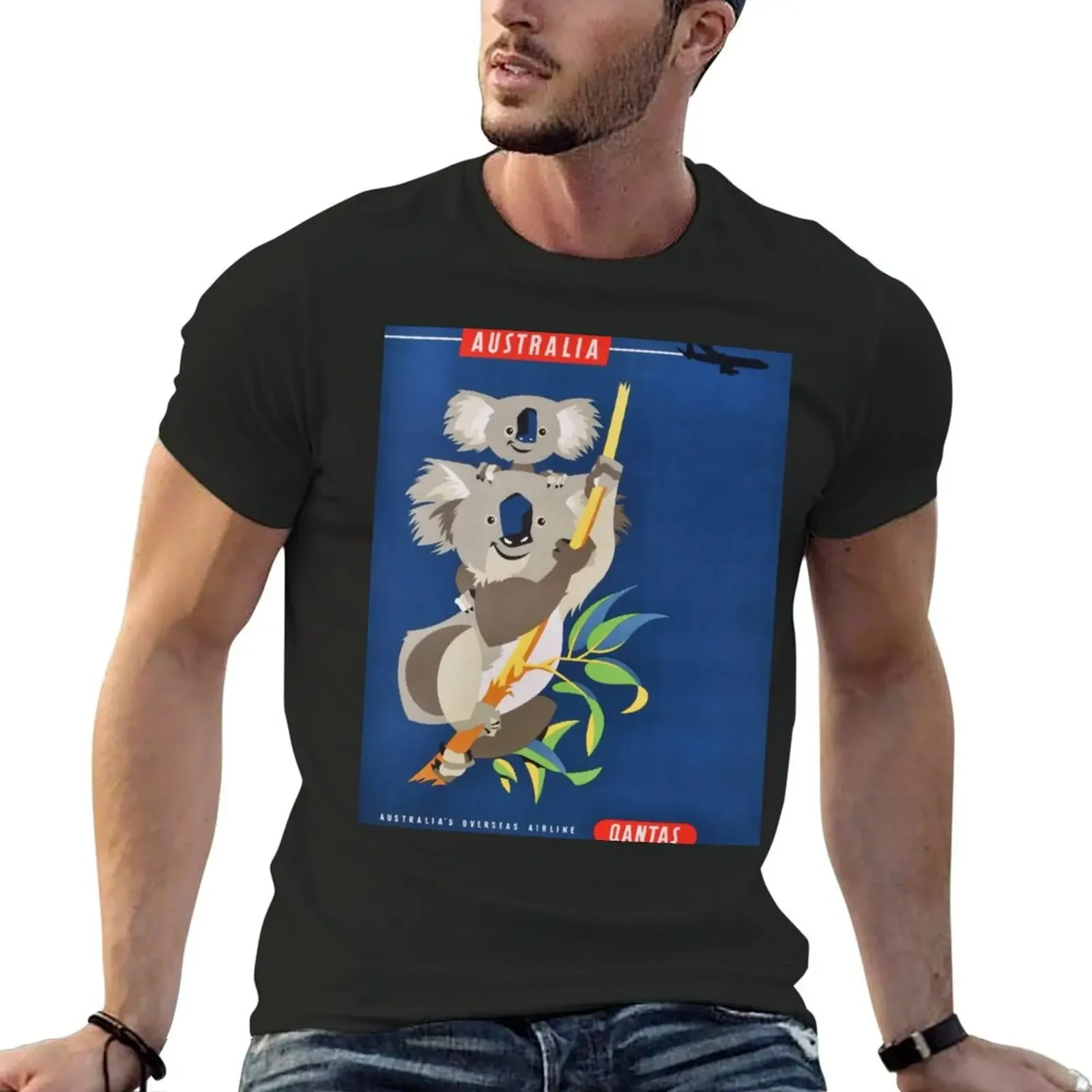 1960s Australia, Qantas Koalas T-Shirt heavyweights custom t shirt plus size clothes graphic shirts mens graphic t-shirts funny