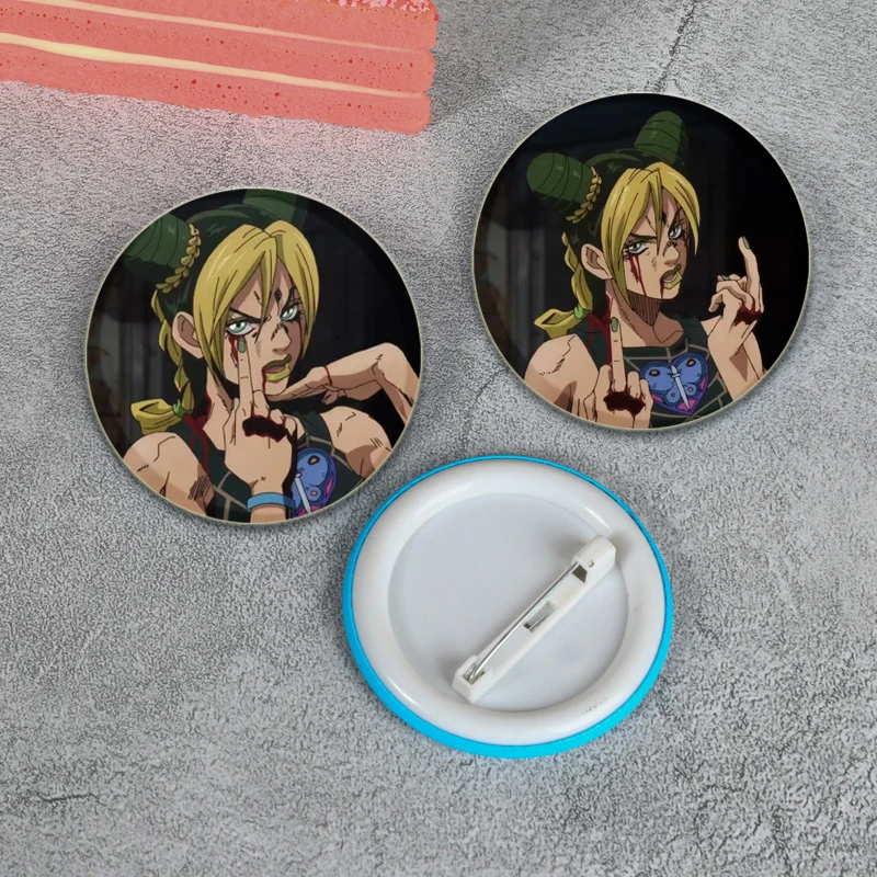 58mm Anime JoJo's Bizarre Adventure Brooch DIY Buttons Badge Snap-in Craft Pins for Clothes Decoration Jewelry Accessories Gifts