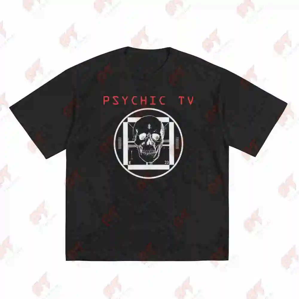 Psychic TV Skull Industrial Music Throbbing Gristle Short Sleeve Tee 100% Cotton T-Shirt