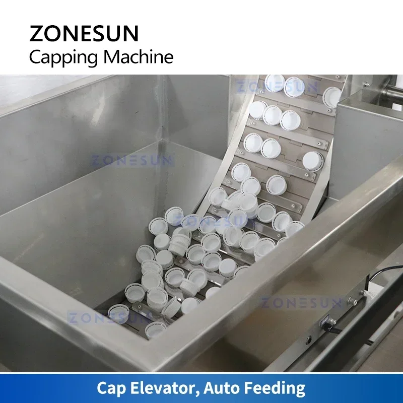 ZONESUN Automatic Twist Off Cap Sealer Ketchup Pasta Chili SauceGlass Jar Capping Machine Elevator Servo Motor Gripper ZS-XG440T