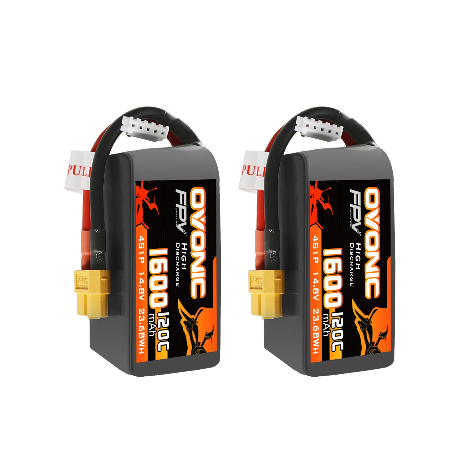 Batería Lipo OVONIC 4s 1600 mAh 120C 14,8 V con conector XT60 para RC FPV helicóptero avión Quadcopter Hobby Racing (2P