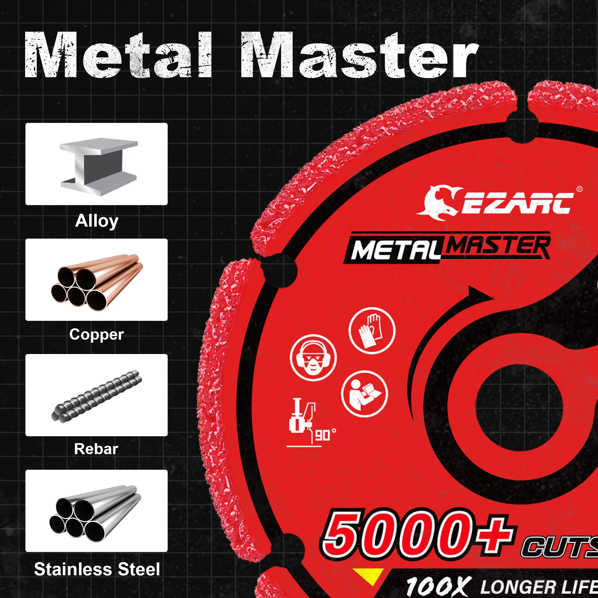 Diamant-Trennscheibe 76 mm x 9,5 mm für Metall, Trennscheibe mit über 5.000 Schneiden auf Bewehrung, Stahl, Eisen und INOX