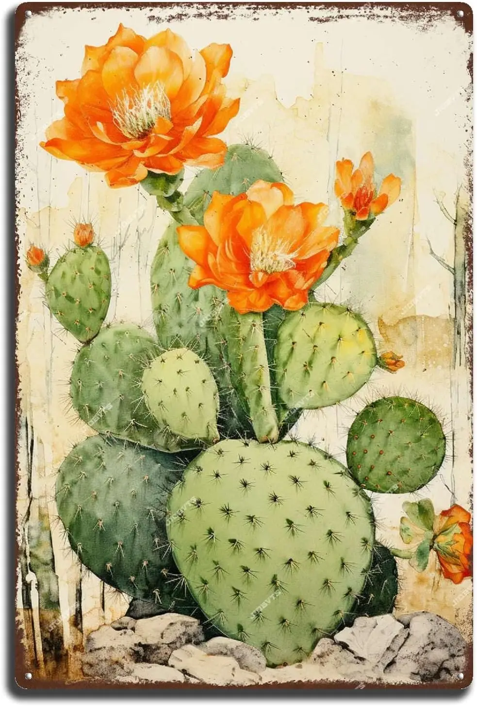 Aluminum Sign 8.0x12.0 Retro Prickly Pear Cactus Vintage Tin Sign, Waterproof Decor for Home, Garden, Bar, Cafe, Restaurant sign