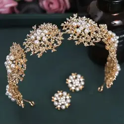 Retro Luxury Bridal Hairband Baroque Pearl crystals Headband Women tiaras and crowns Prom Girl Wedding HairHeaddress Accessories