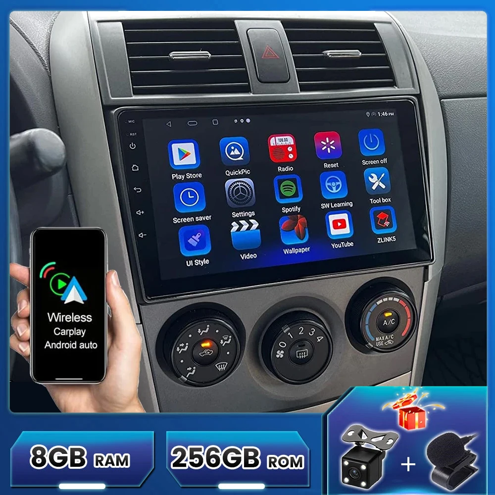 

Android 15 Carplay Auto Car Stereo Radio For Toyota Corolla E140 E150 2007 2008 2009 - 2013 Car Multimedia Player No 2 Din DVD