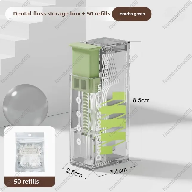 Dental floss box automatically pops up portable mini toothpick thread (50 replacements will be sent inside)