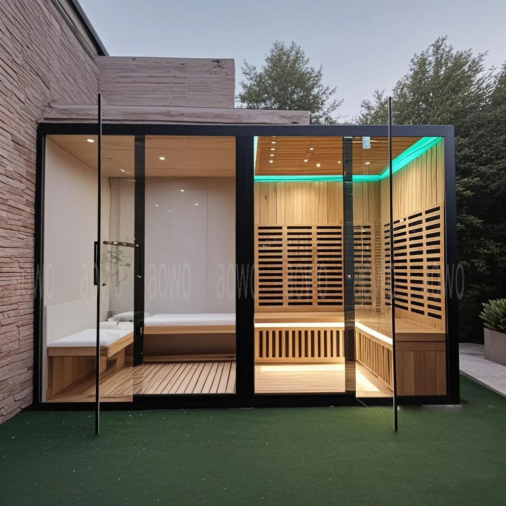 Customize Hemlock Sauna And Hamman Steam Room For 6 Person Infrared-red Heating Aluminum Outdoor Steam Shower Head Inside