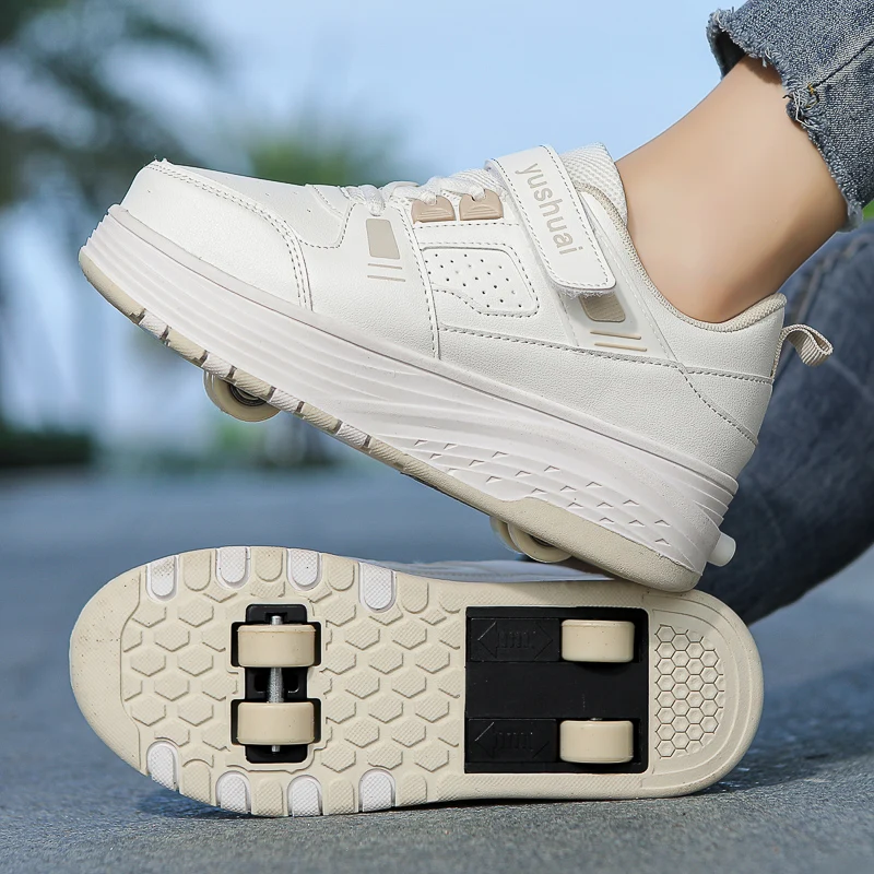 

Kids' Heelys (Boys): 4-Wheel Retractable + Student Transformable Roller Skates & Girls' Fly Shoes (Adults)