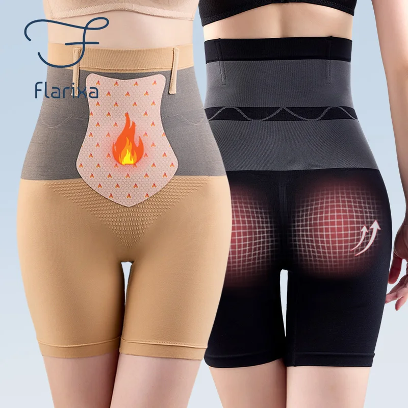 Flarixa bragas reductoras de vientre plano para mujer, pantalones cortos adelgazantes de cintura alta, ropa interior térmica de invierno, levantador