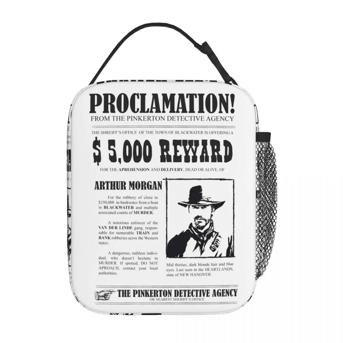 

Lunch Box Arthur Morgan's Wanted Poster Red Dead Redemptions Merch Food Box Fashion Cooler Thermal Lunch Box For School