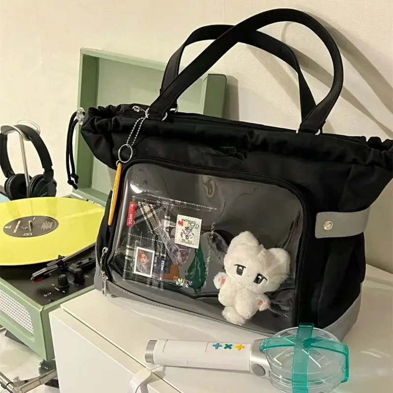 Women Black Ita Tote Bag High Capacity Fashion Cute Handbag Y2k Book Shoulder Bags Designer Kawaii Handbags Photocard Purse 2024