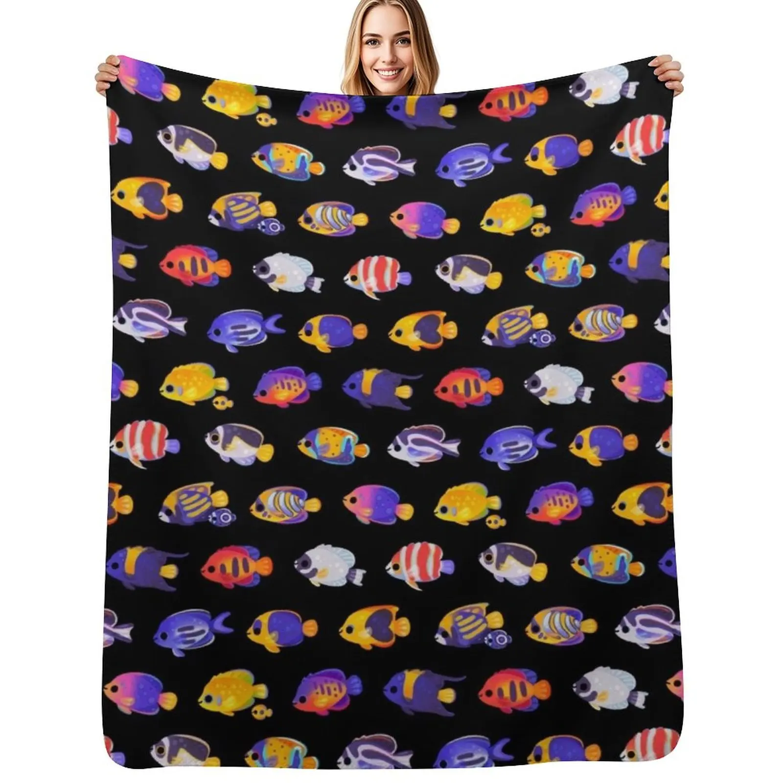 

Angelfish! (marine) - name ver. Throw Blanket Soft Cozy Blanket for Pet Kids Adults