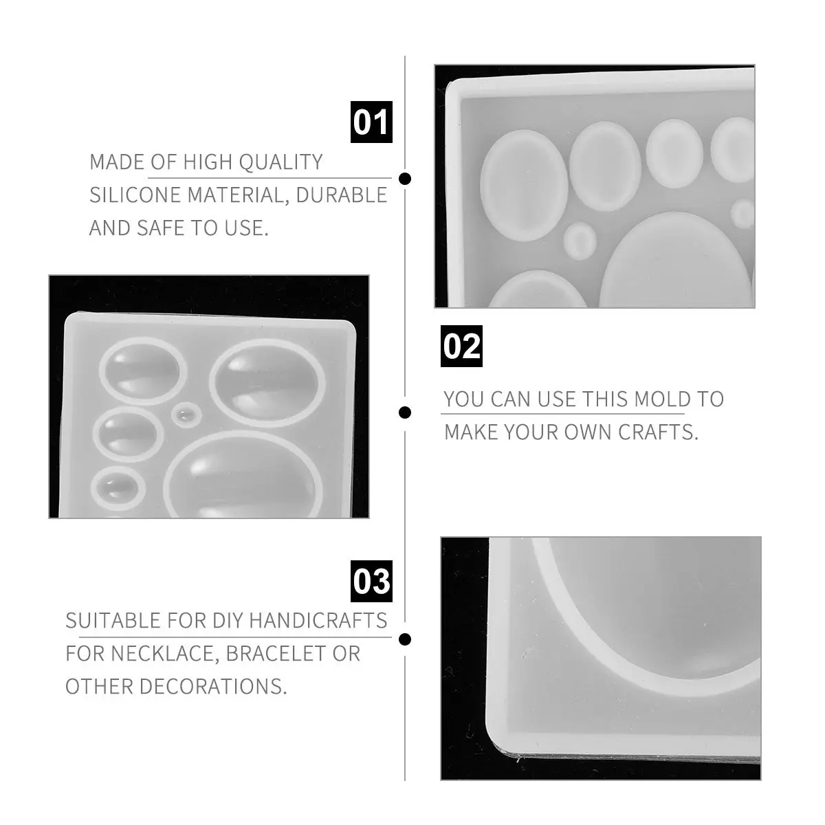 

2Pcs Silicone Jewelry Molds for DIY Pendant Necklace Bracelet Making Creative Ornament Craft Mold Resin Casting DIY Handmade