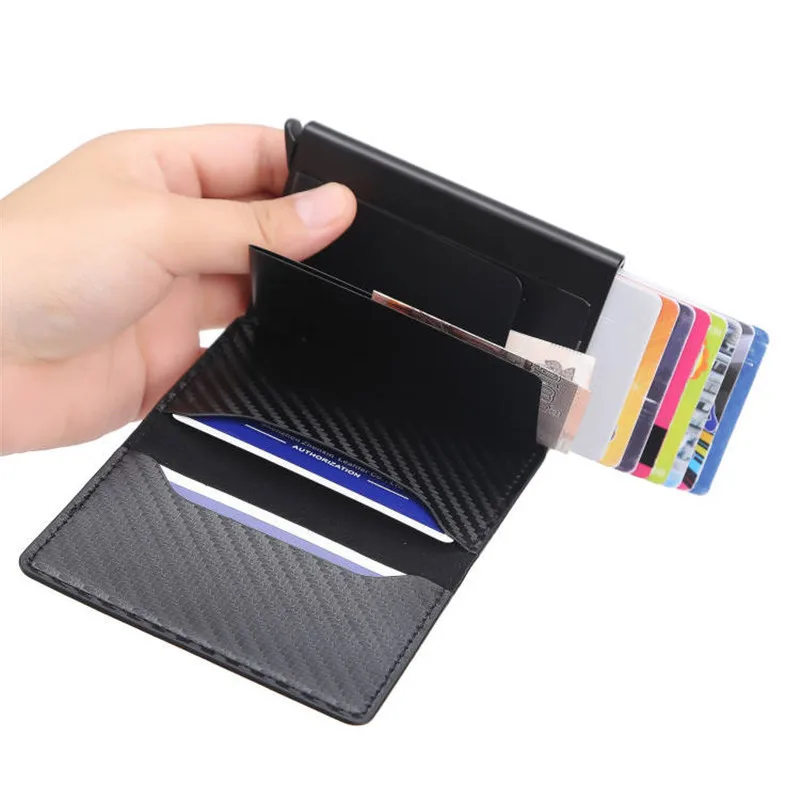 Luxury ID Credit Card Holder Wallet Men Women RFID Aluminium Bank Cardholder Case Vintage Leather Wallet with Money Clips